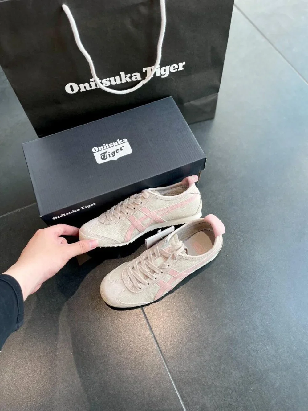 Onitsuka Tiger Mexico 66 Women’s Pink Cream Sneakers New Without Box